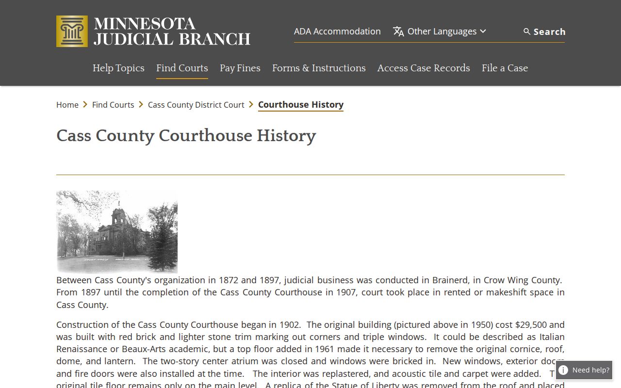 Cass County municipal warrant records and the historic Walker courthouse