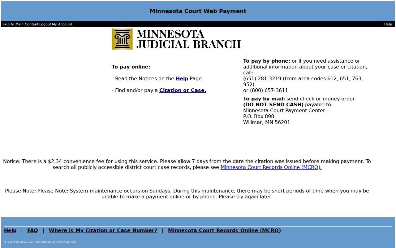 Cass County traffic warrant records and the official Minnesota court payment page