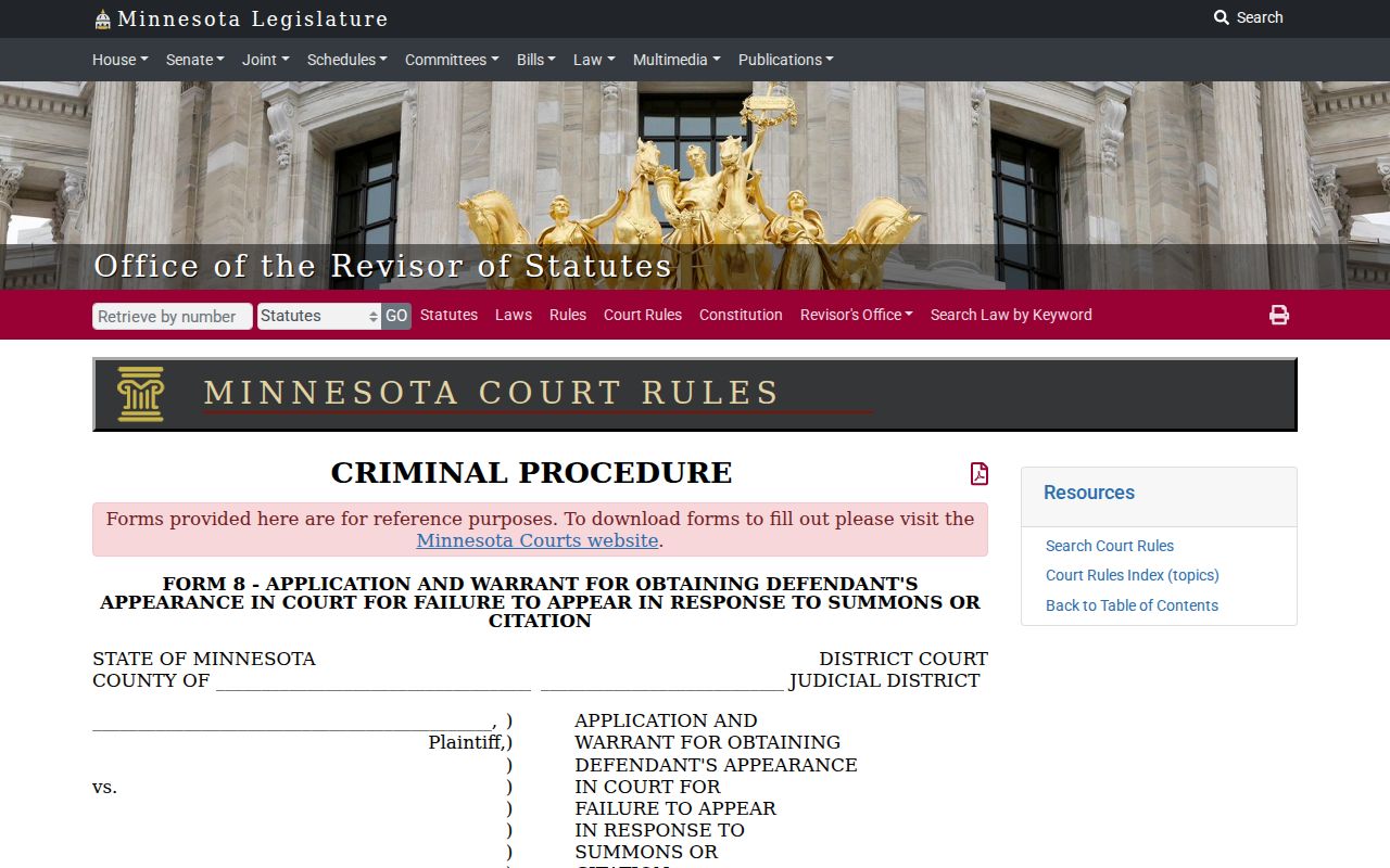 Cass County bench warrant records blank failure-to-appear warrant form