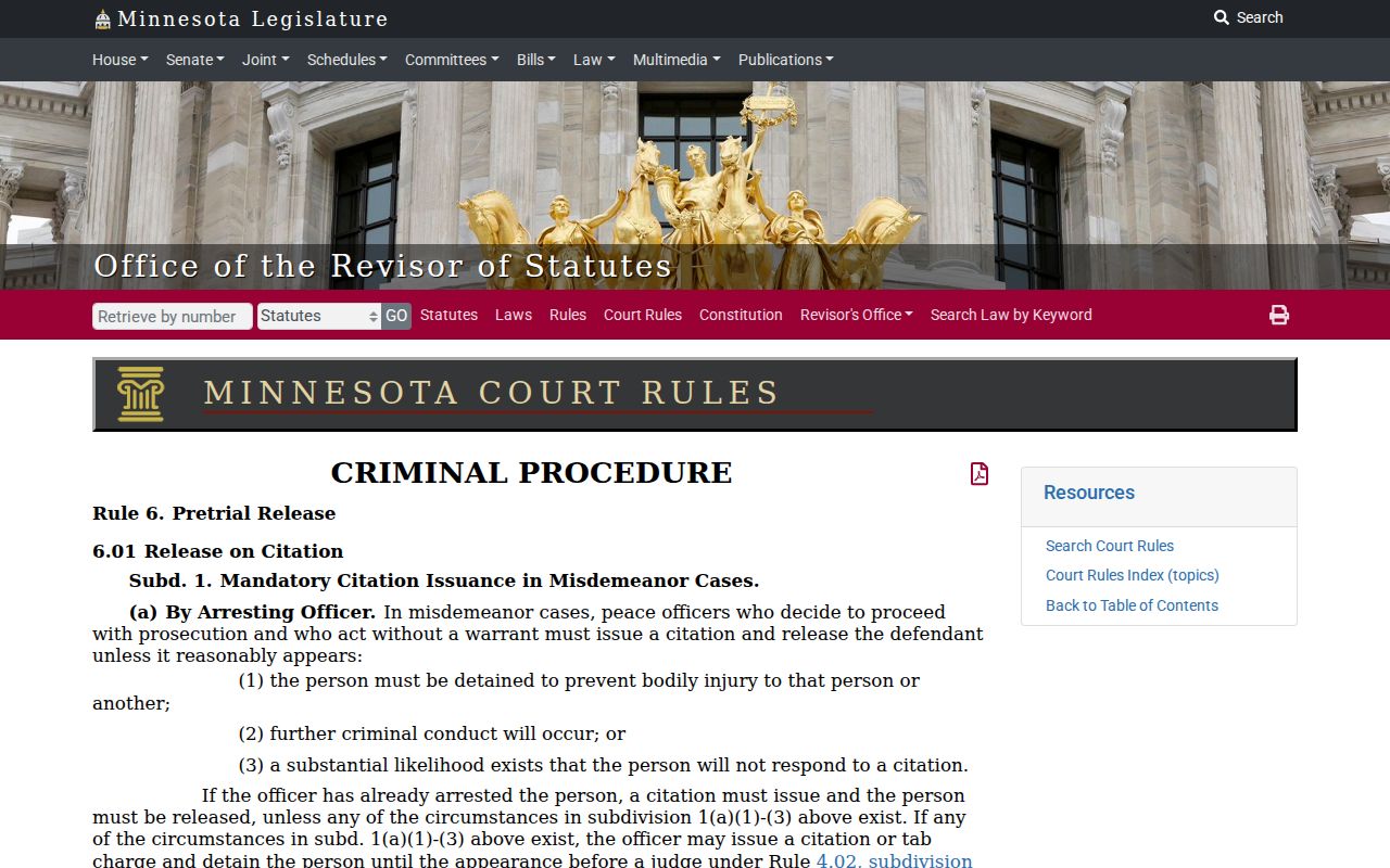 Cass County traffic warrant records and Minnesota criminal Rule 6