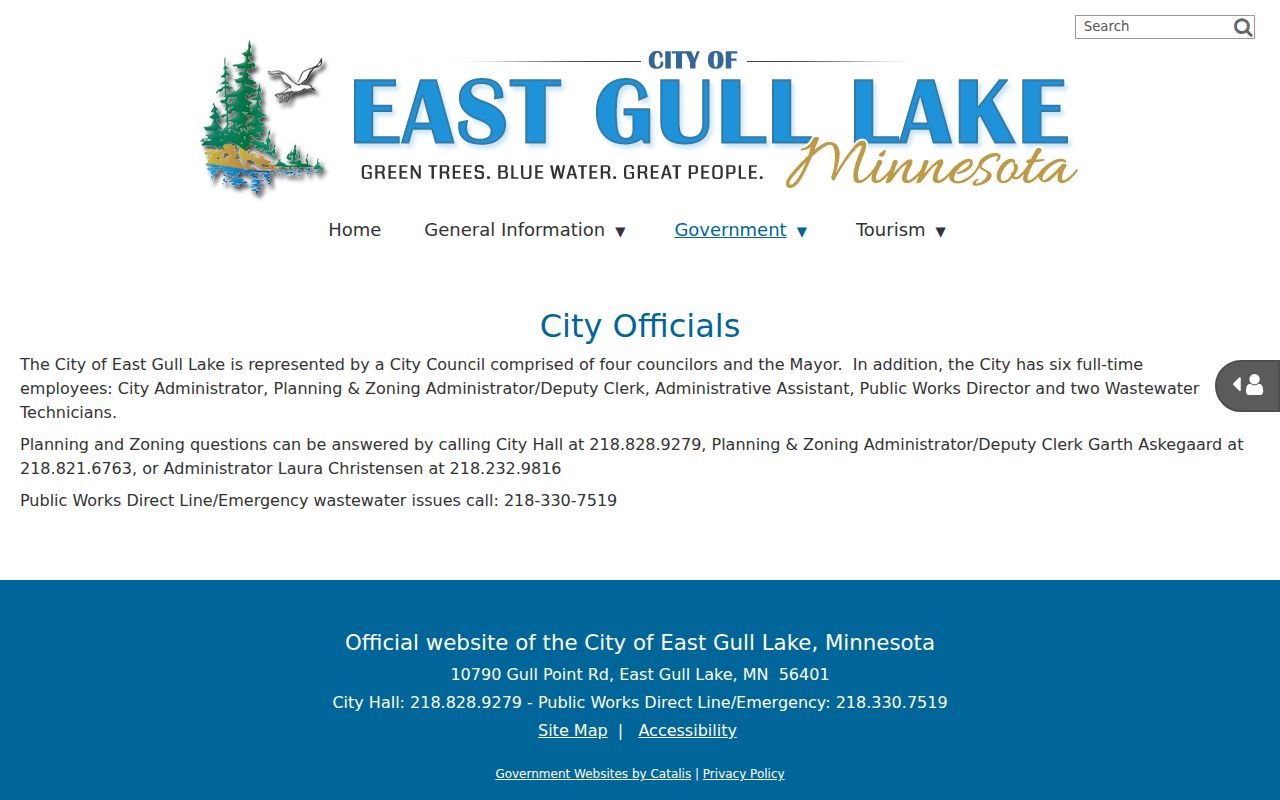 East Gull Lake warrant search city staff and department structure