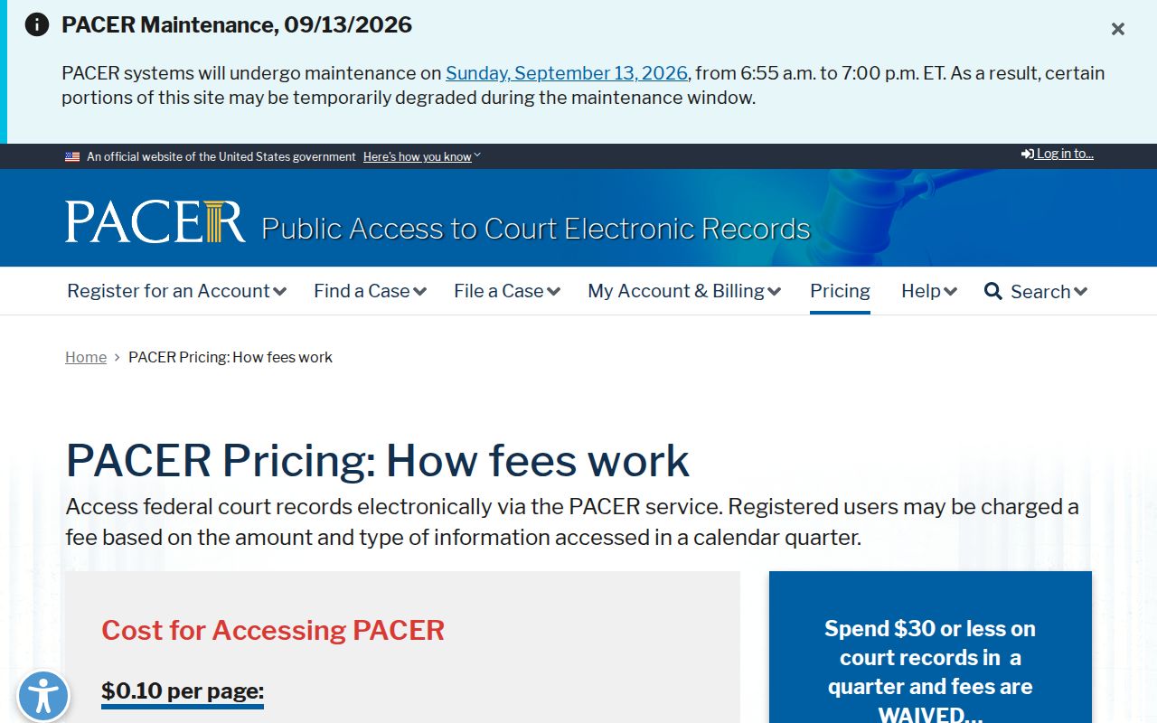 Cass County warrant records and federal PACER pricing
